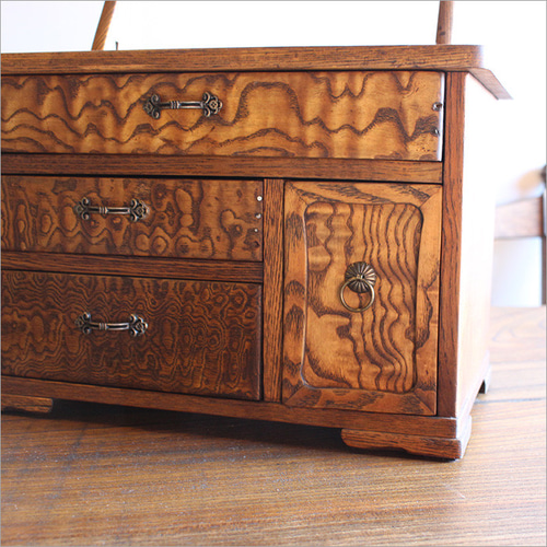 ケヤキ アンティーク ドレッサー 鏡台 おしゃれ 小物 卓上 引き出し