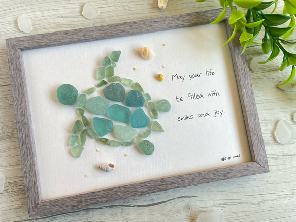 シーグラス ウミガメ シーグラスアート インテリア雑貨 置物 ガラス