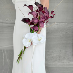 ワインカラー♪アームブーケ ウェディングブーケ ブートニア付き 造花