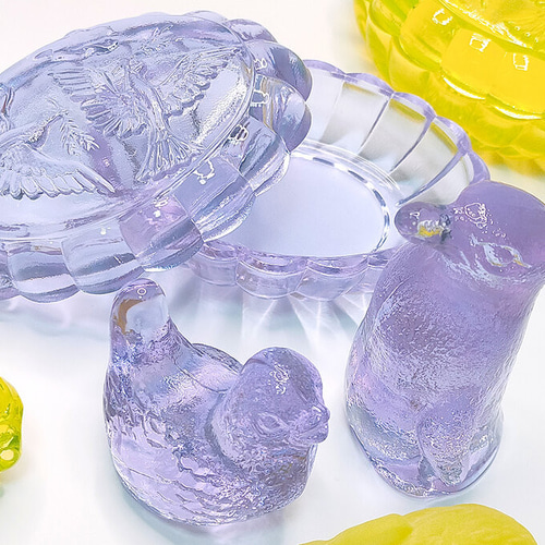 SALE アレキサンドライトガラス 蓋付 小物入れ ppnalia チェコガラス