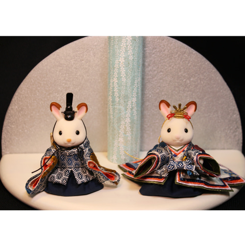 シルバニアファミリー 雛人形 お雛様·お内裏様 小物セット ネイビー