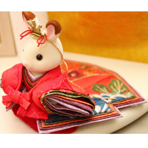 シルバニアファミリー 雛人形 お雛様·お内裏様 小物セット ネイビー·赤