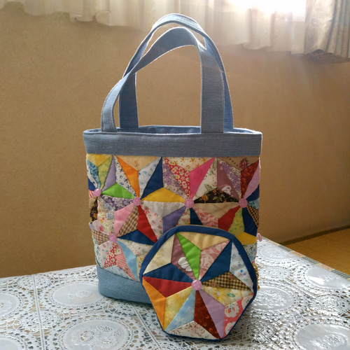 パッチワークトート（ポーチ付き）[送料無料] トートバッグ matsumaron