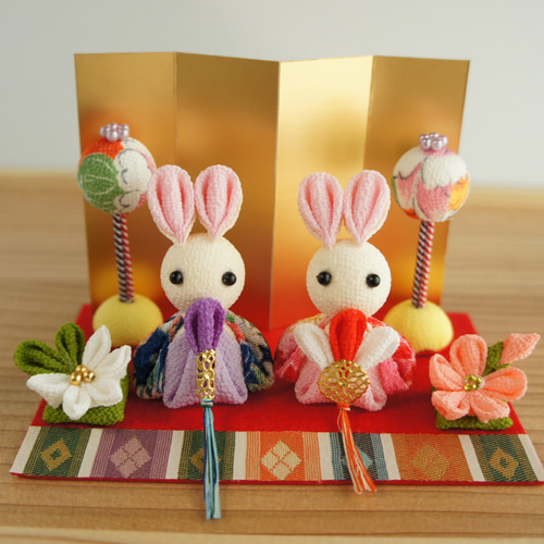 つまみ細工 ちりめん うさぎ ひなまつり 桃の節句 ひな人形・雛飾り