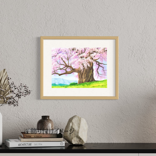 醍醐の桜03」透明水彩画 原画 風景画 額縁付 F4サイズ 絵画 Oni 通販