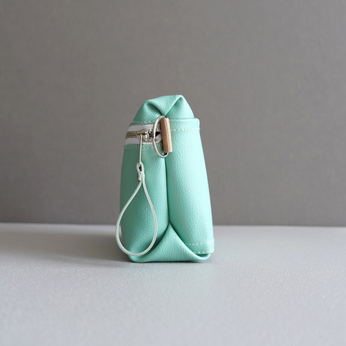 撥水レザー ミニショルダーバッグ【ミントグリーン/パステルカラー