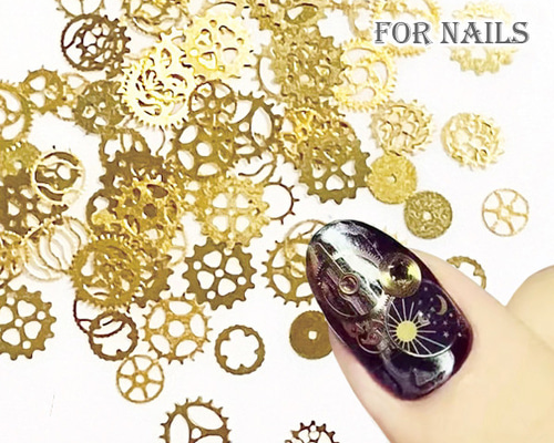メタル デコ パーツ 歯車 ギア ゼンマイ ゴールド 極薄 スタッズ