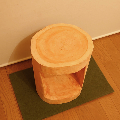 天然アロマウッド ひのき切株ウッドスツール くり抜き・丸太サイド