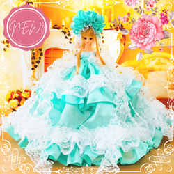 ジェニー 翡翠ドレス エメラルドグリーン ハンドメイド服 ドール服