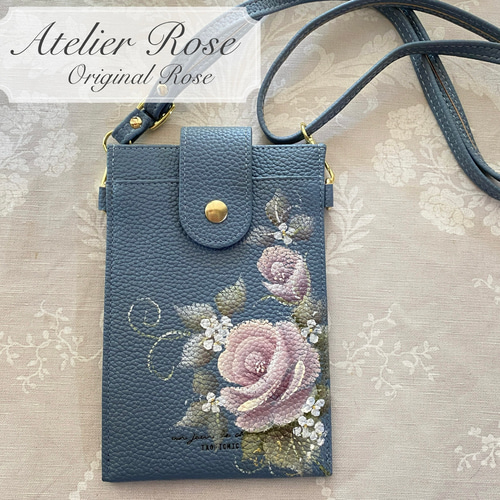 ♡軽くて便利！手描きの薔薇のスマホショルダー#スマホポシェット