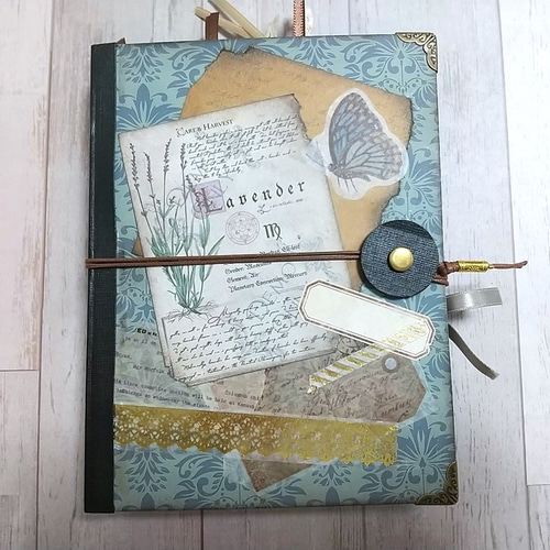 1点のみ◇A6サイズ◇ヴィンテージ風のジャンクジャーナル（グリーン