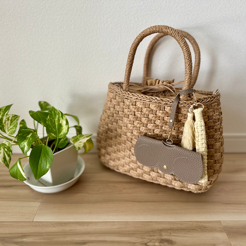 かごバッグ ストローバッグ かご風バッグ2 サングラスストラップ付