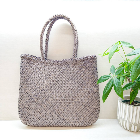 【極美品】45R　レザーメッシュ　編み込みトートバッグ　ブラウン　45rpm ヤギ革】丸編みメッシュトートバッグ ラウンドタイプ<5色展開> ゴート