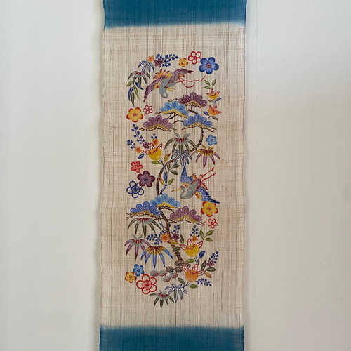 受注制作】紅型タペストリー 古典柄松竹梅橘 タペストリー・壁掛け