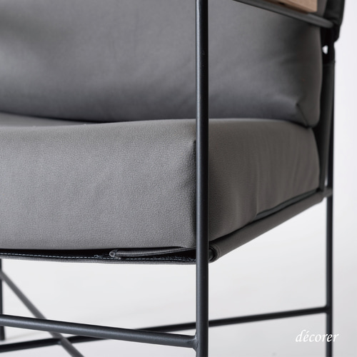 レザーライクラウンジチェア [ 1人掛け : 2色 ] 1Pソファ 1人用 黒