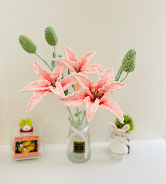 ゆり 編みぐるみ 百合 枯れない花 インテリア お花 ハンドメイド