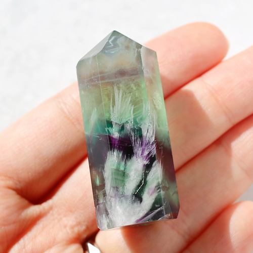 エンジェルフェザーフローライト 六角柱 ポイント 天然石 蛍石 希少