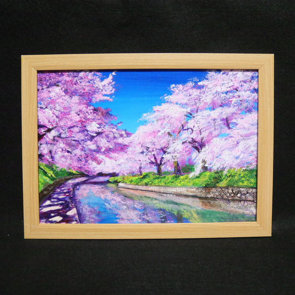 油絵 油彩 油彩画 絵 絵画 【松川の桜】 絵画 HR 通販 17342529