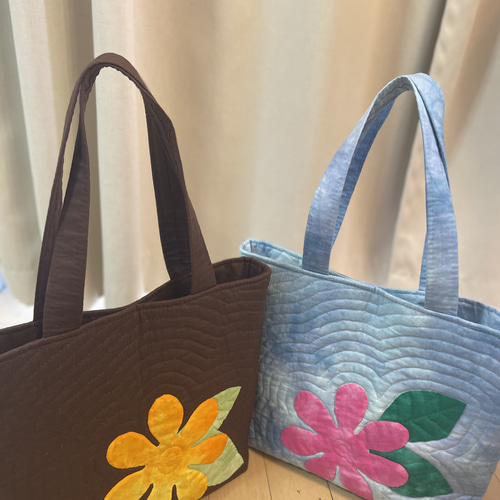 ティアレのバッグ＊ハワイアンキルト 茶 トートバッグ shellginger