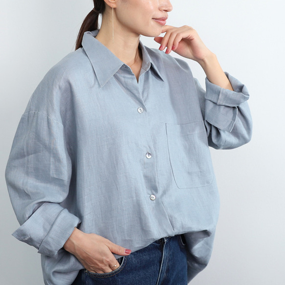ゆったり羽織れるオーバーシルエット 着回し抜群 リネン ベーシック