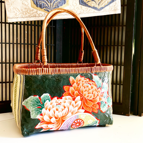 浮世絵一閑張りバック “猫と提灯” かごバッグ Momo太郎 通販 17376323