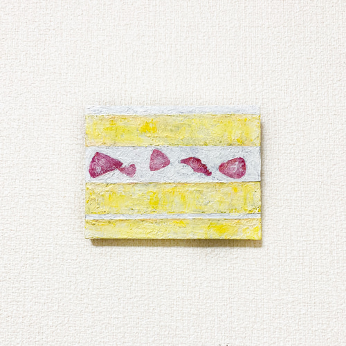 原画 油絵 スウィートストライプ ショートケーキのアート 抽象画 75