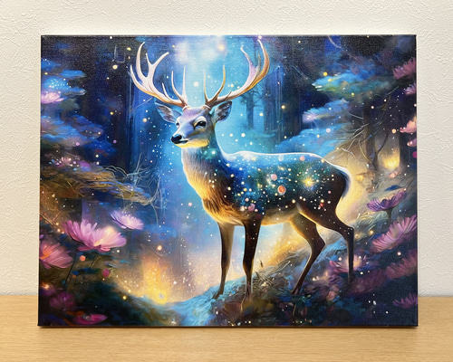幻想的な森 鹿 キャンバス インテリア アート 高画質インクジェット