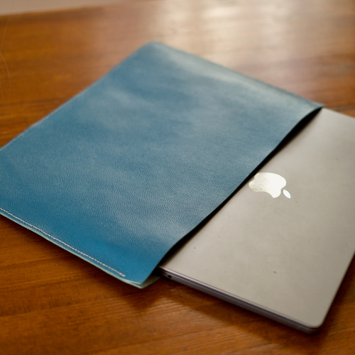 本革爽やかなターコイズブルーのラップトップスリーブケース mac book