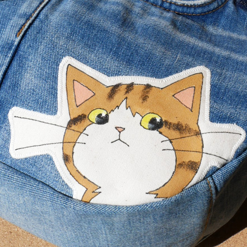 デニムリメイクバッグ（Lサイズ）マチ10 ファスナー付き ショルダー