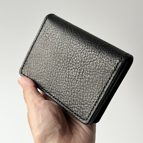 名刺入れ 名入れ可 本革 黒 シボ ブラック レザー カードケース メンズ