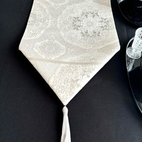 ◼︎C988◼︎高級袋帯 シルバー テーブルランナー(〜260cm) その他