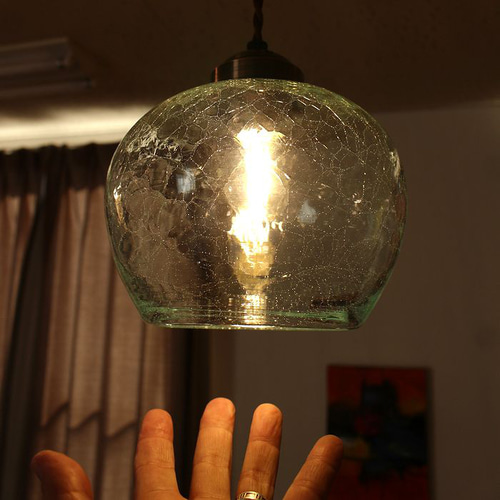 ペンダントライト ガラス ヴィンテージ風 LED電球つき 吊下げ ランプ