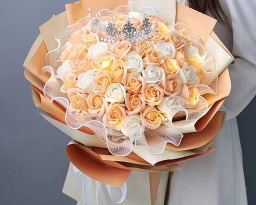 2色綺麗枯れない花ソープフラワー花束 母の日造花 花 敬老の日フラワー