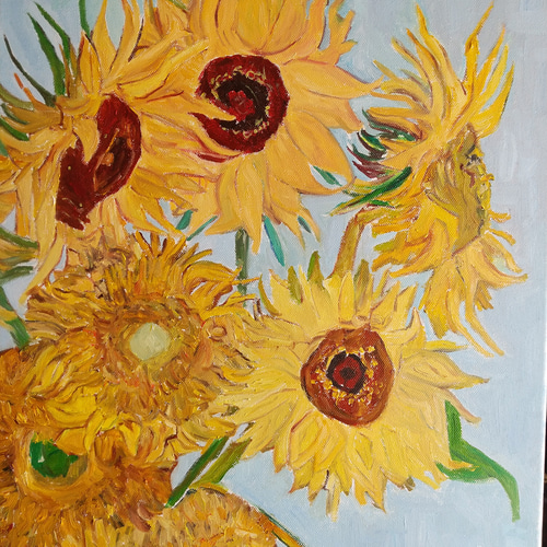 油絵 ゴッホ ひまわり 模写 6号 F6 絵画 rinrin 通販 18431539