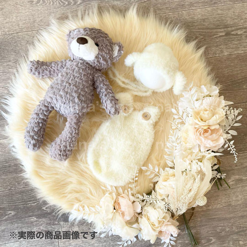 ふわふわ♪くま耳帽子とロンパース ニューボーンフォト撮影衣装