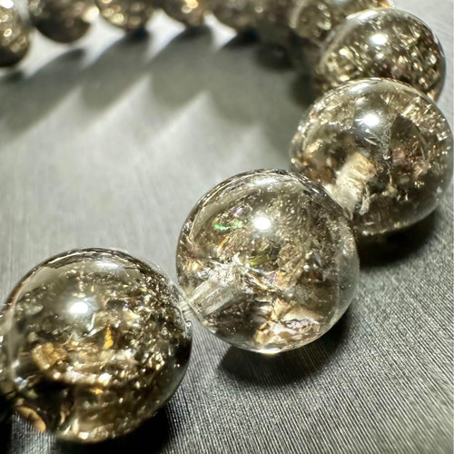 キラキラ 花火ルチル ブラックシルバー 水晶 10mm ブレスレット 天然石