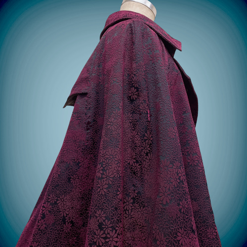 裏地カワイイ！ケープコート 裏地付き 着物リメイク ポンチョ 着物