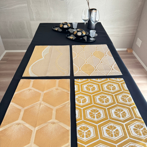 ◼︎37◼︎一点物!! 高級帯 ゴールド ランチョンマット4枚セット【帯