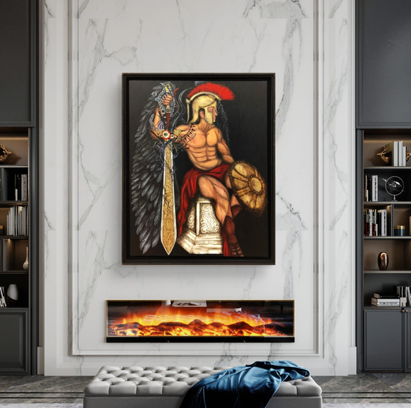 悪魔に魂を売る剣闘士 / モダン画 117×91㎝ キャンバス F50 おしゃれ