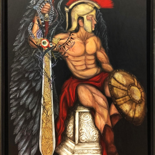 悪魔に魂を売る剣闘士 / モダン画 117×91㎝ キャンバス F50 おしゃれ