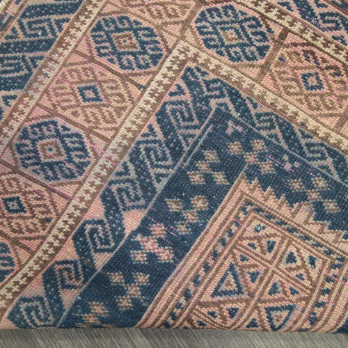 藍色が美しいトルクメン手織り絨毯 アンティークラグ 草木染め