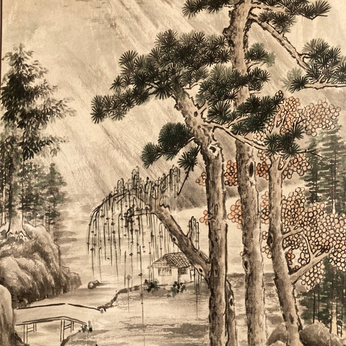 水墨山水 水墨画 絵画 掛け軸 伝統山水 風景画 滝 絵画 こたつ 通販