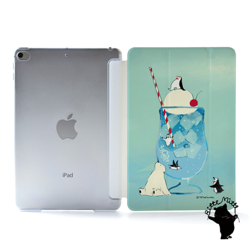 iPadケース 第10世代 クリームソーダ ブルーハワイ 名入れ ペンギン