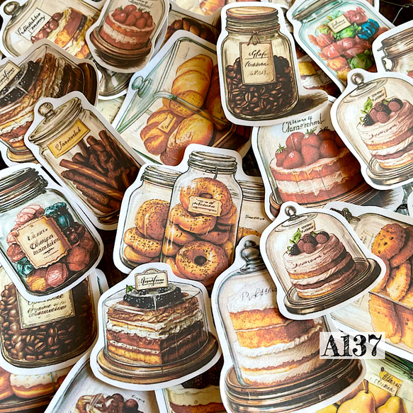 A137コラージュ素材】Gleeシール スイーツ ケーキ ジャンクジャーナル