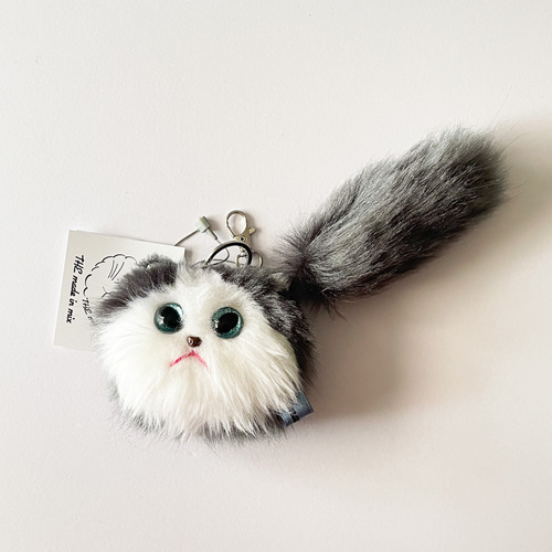猫ぬいぐるみ(キーホルダー）grey hachiware mix ぬいぐるみ