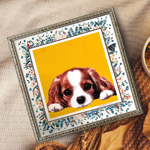 Kページ ペット似顔絵オーダーメイド 花畑アレンジ L版