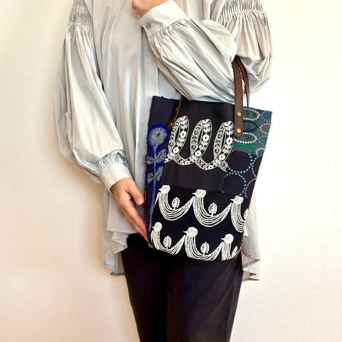 一点物 送料無料 ミナペルホネン バケツ型トートバッグ ハンドメイド