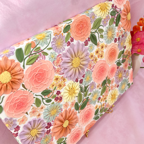 テクスチャーアート 絵画 花の絵 フラワーアート インテリアアート