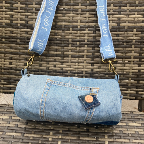 デニムリメイク】360度丸ごとかわいい！ドラム型ショルダーバッグ