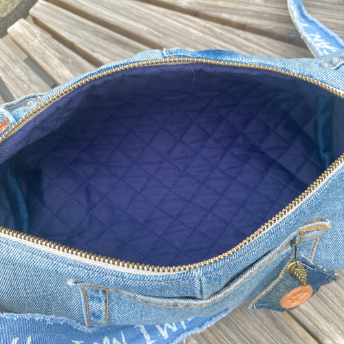 デニムリメイク】360度丸ごとかわいい！ドラム型ショルダーバッグ